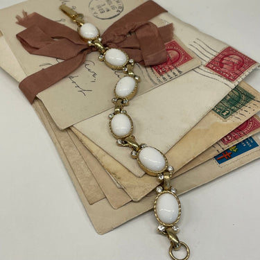 1960’s Gold Bracelet with White Cabochons Devil's Details